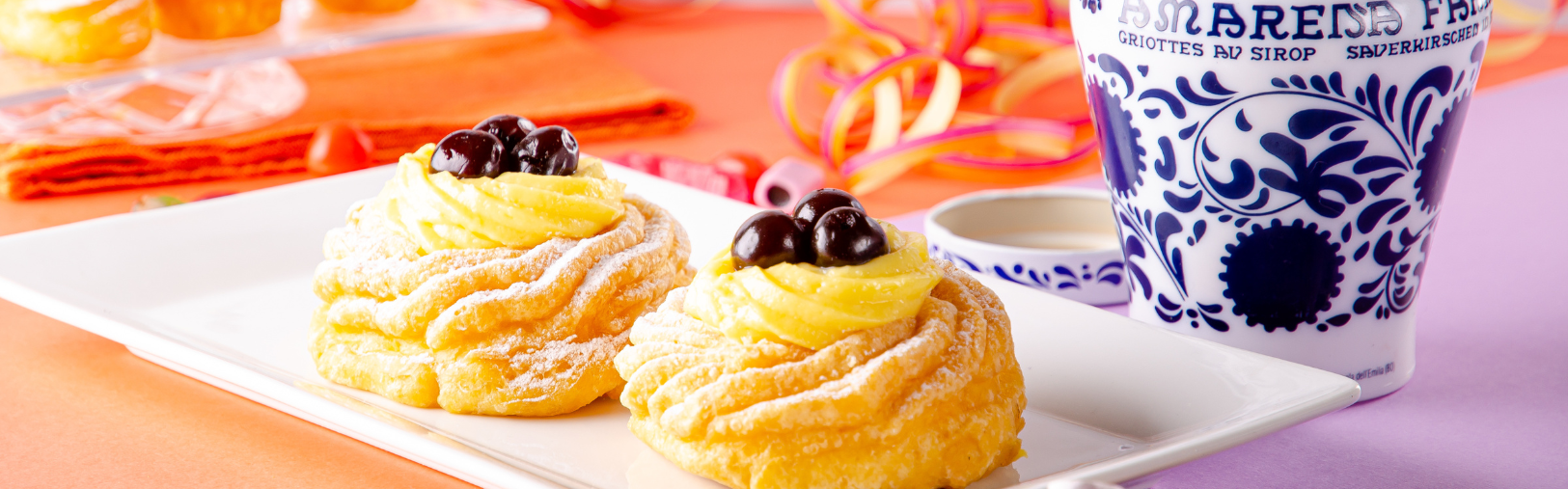 Treat yourself with the iconic Zeppola con Amarena Fabbri.